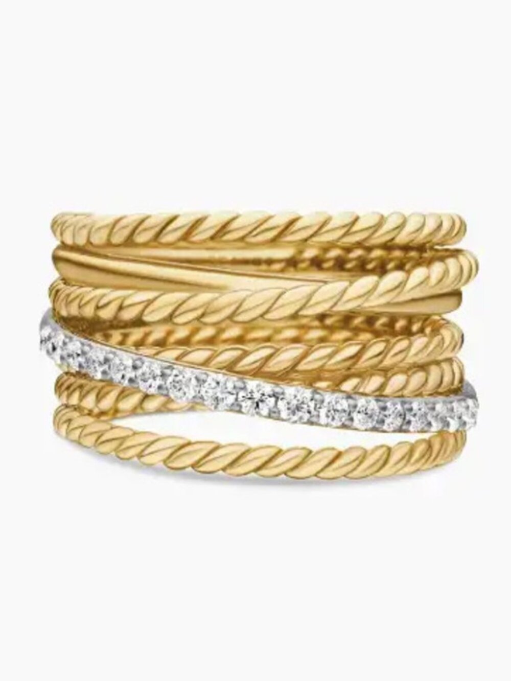 David Yurman Gold Thread Ring With Diamonds View 4